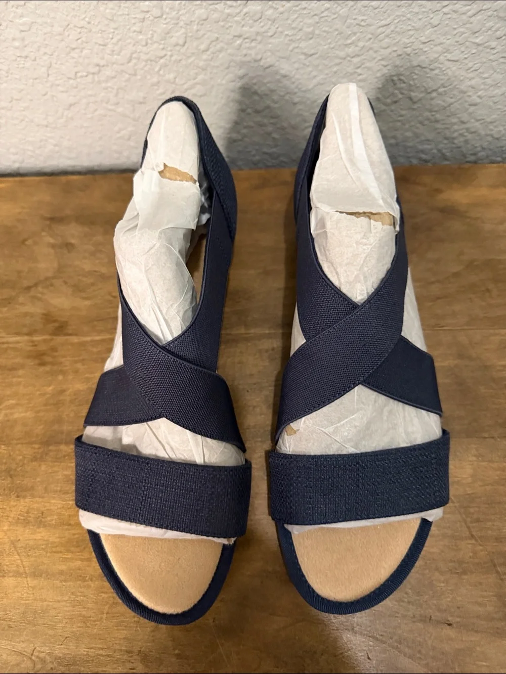 Kelly & Katie Women's Navy Crisscross Wedge Sandals size 9.5